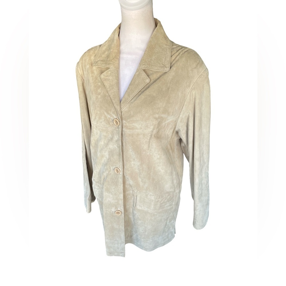 Jessica Holbrook Cream Suede Leather Jacket Blazer Women’s Medium